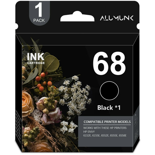 68 Ink Compatible for HP 68 Black Ink Cartridge for Envy 6100e 6500e Series