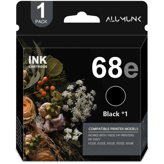 68e Ink Compatible for HP 68e Black Ink Cartridge for Envy 6100e 6500e Series