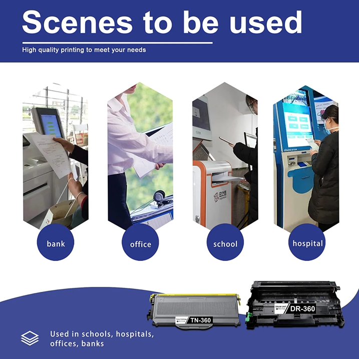 TN360 Toner Cartridge & DR360 Drum Unit Replacement for Brother DCP-7030 Printer (1 Toner+1 Drum)