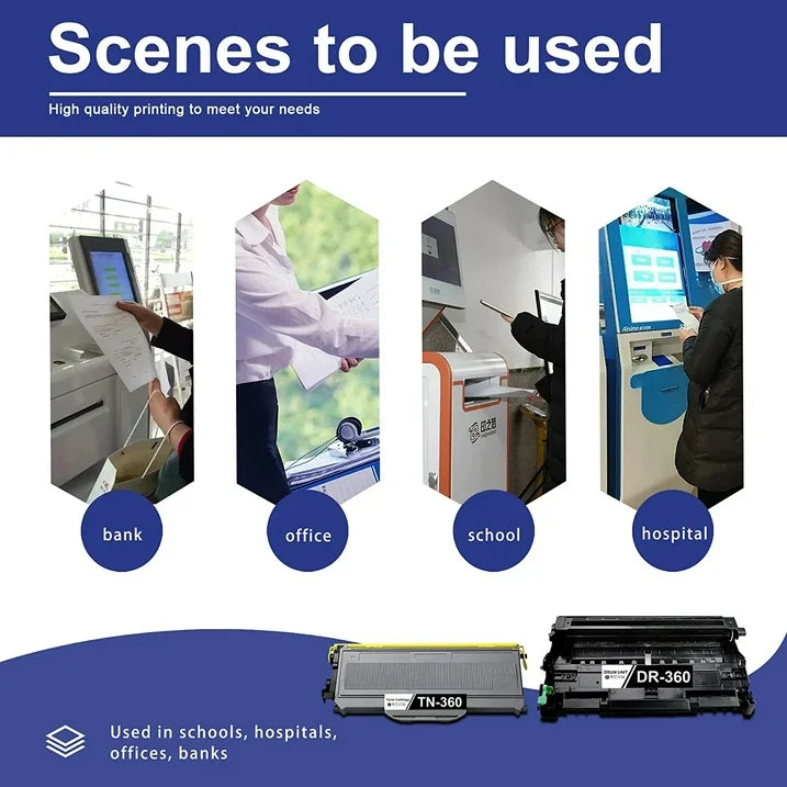 TN360 Toner Cartridge & DR360 Drum Unit Replacement for Brother DCP-7030 Printer (1 Toner+1 Drum)