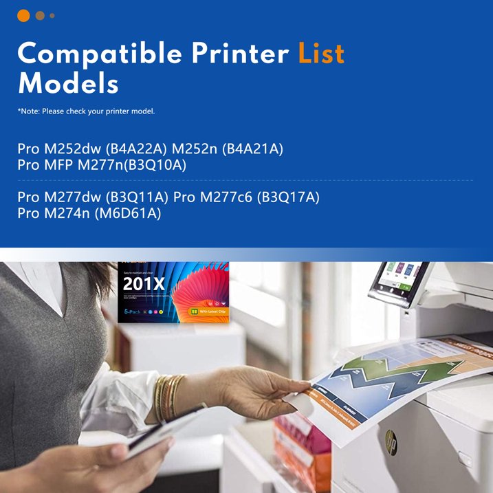 201X | CF400X CF401X CF402X CF403X With Chip Toner Cartridge 5 Pack Black Cyan Yellow Magenta Compatible for HP Pro M252dw M252n MFP M277n M277dw M277c6 M274n Printers