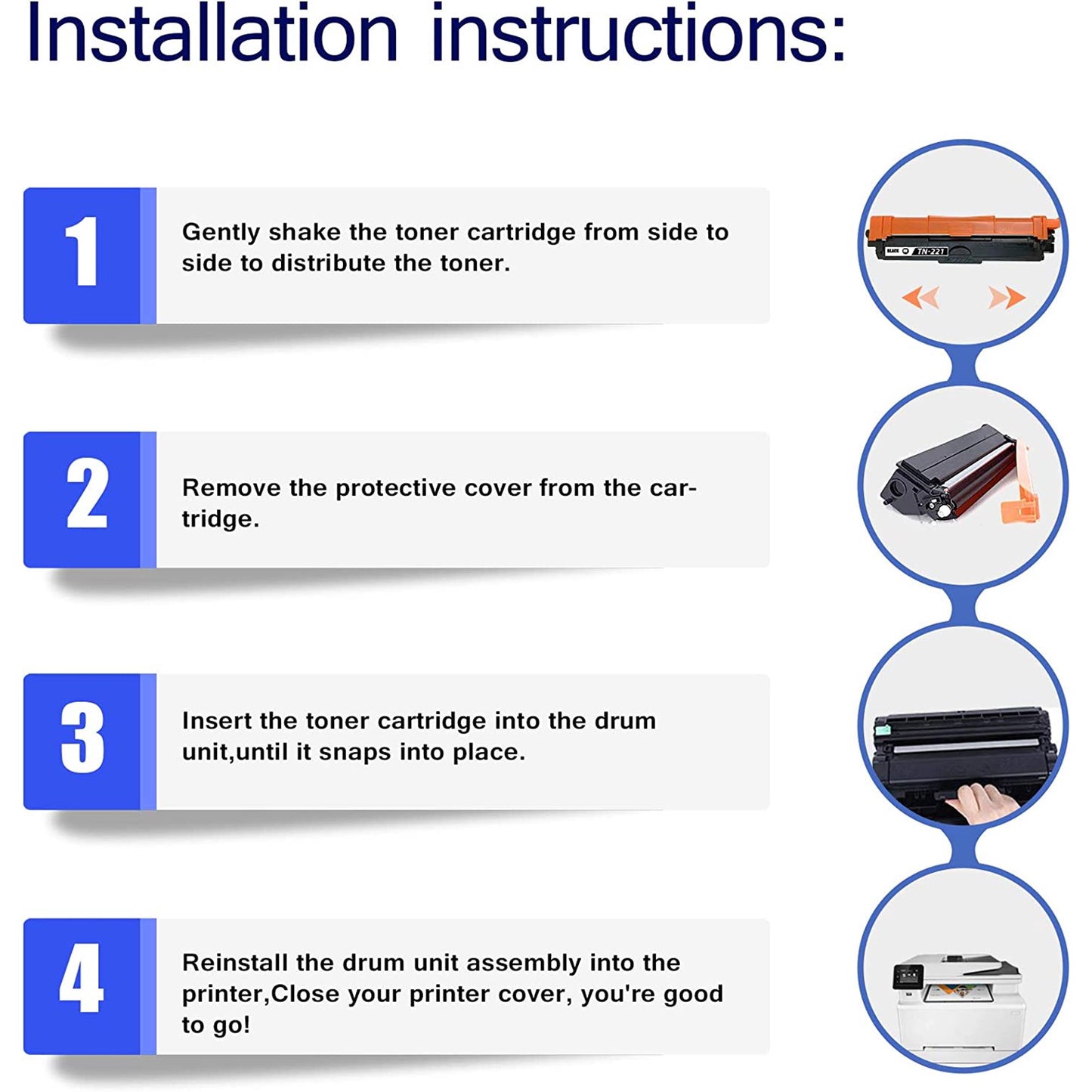 4PK DR221CL Drum Unit Replacement for Brother HL-3140CW 3150CDN Printer