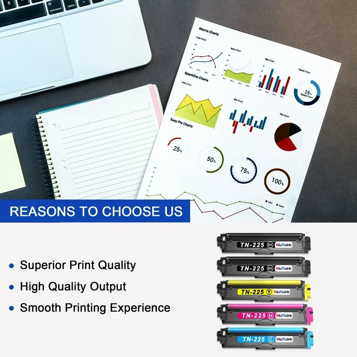 TN221BK TN221C TN221M TN221Y 5-Color Toner Cartridge: Replacement for Brother MFC-9340CDW MFC-9130CW Printer (2BK+1C+1M+1Y)