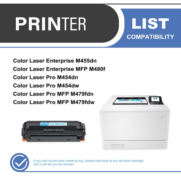 414A W2021A Toner Cartridge Cyan 1-Pack Compatible for HP 414A W2021A Toner Cartridges for Color Laser Enterprise M455dn, MFP M480f; Color Laser Pro M454, MFP M479 Series Printer
