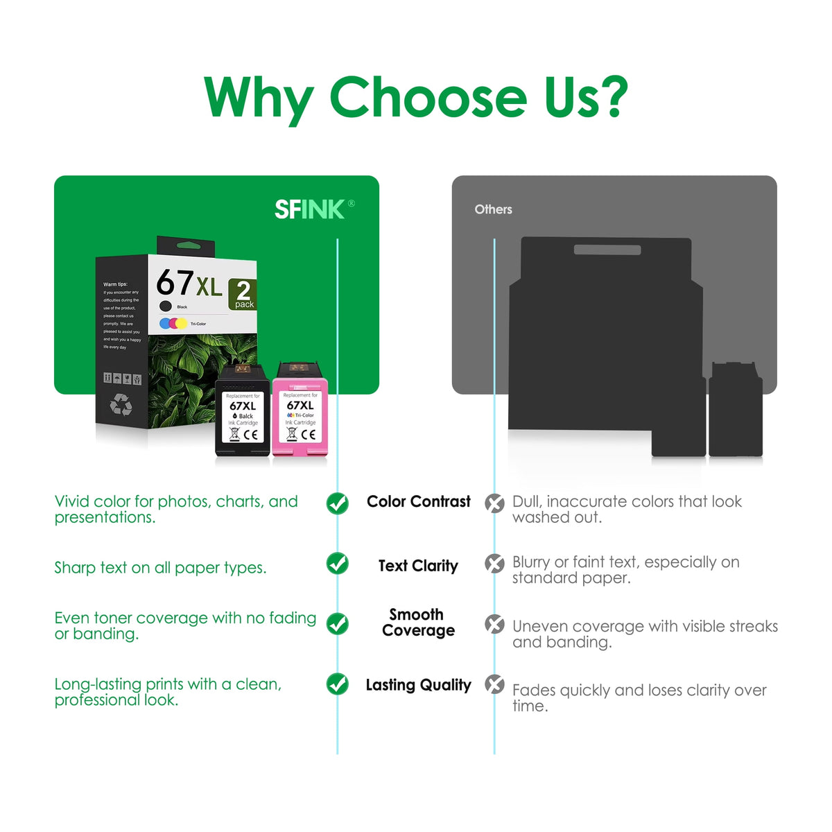 67 67xl Ink Cartridges Black/Color Combo Pack 2800e 2755e Compatible for HP67 XL for HP Deskjet 2800e 6055e 2855e 2755e 6000 4255e 2700 4155e 2827e 2700e 6400 6458 6458e Printer (1 Black,1 Tri-Color)