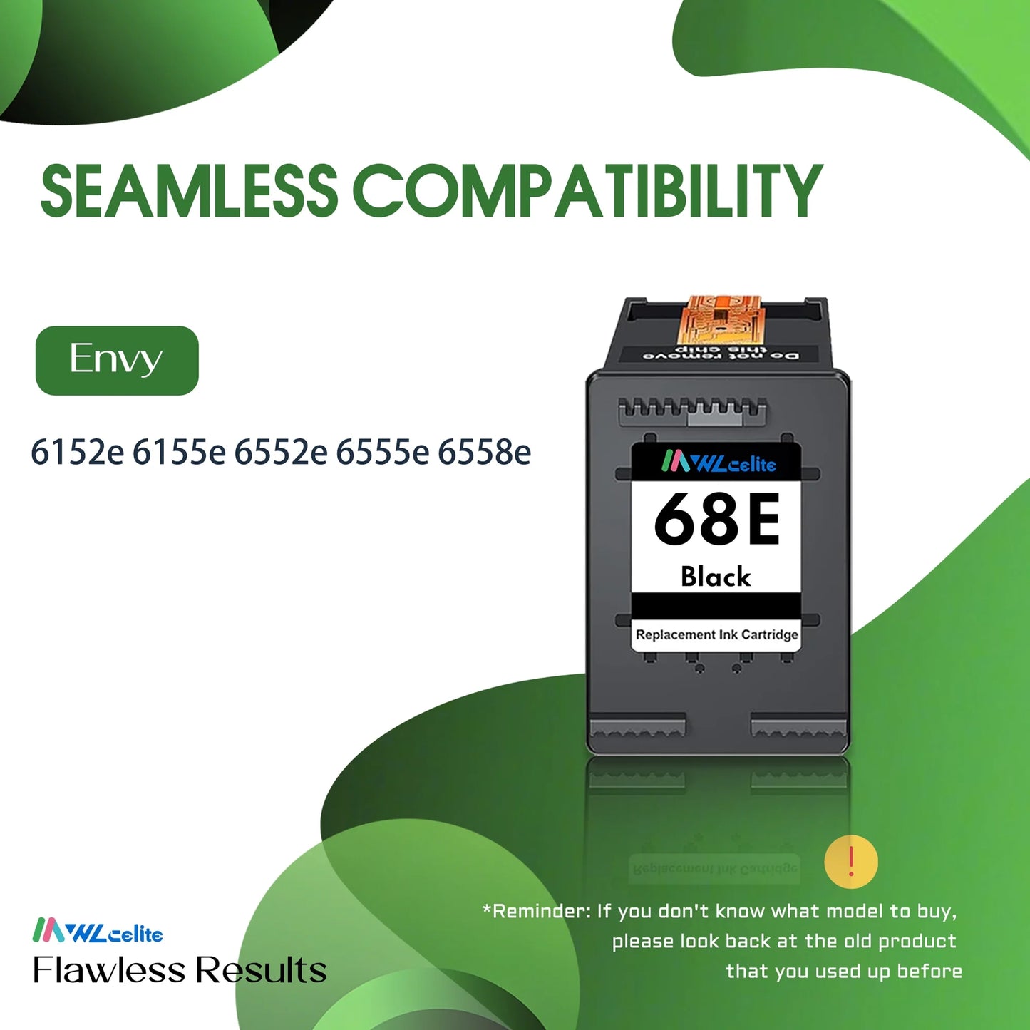 68e Ink Compatible for HP 68e Black Ink Cartridge for Envy 6100e 6500e Series