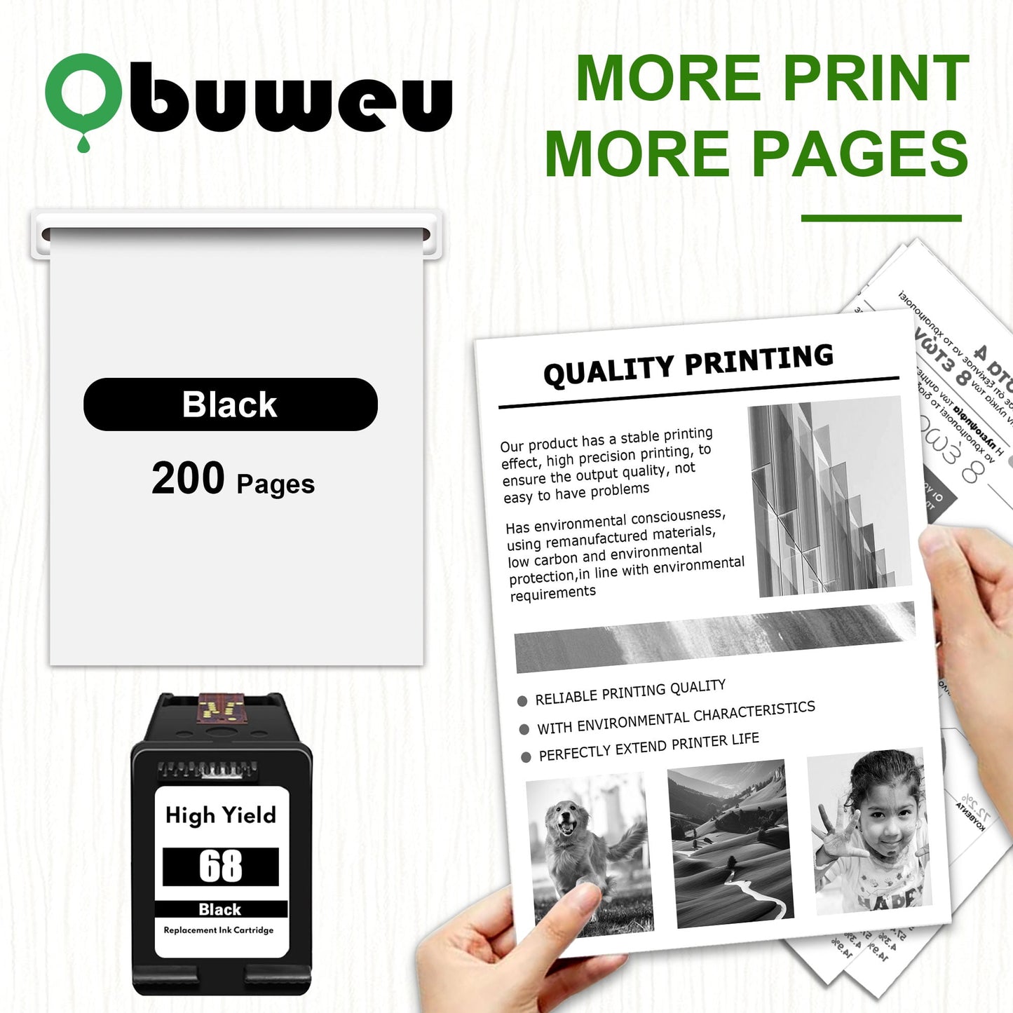 68 Ink Cartridge 1-Pack Black Compatible for HP 68 Ink Cartridges for Envy 6552e 6555e 6155e 6152e 6558e 6552e 6555e Printers