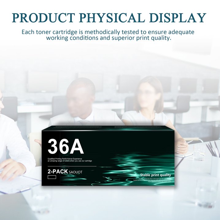36A | CB436A Black 2 Pack High Yield Toner Cartridge Compatible for HP P1505n Printer