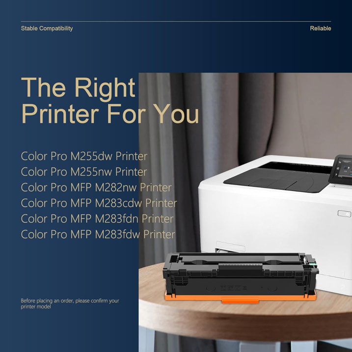 206X Toner Cartridges 4 Pack High Yield (with Chip) Toner Cartridge: Compatible for HP 206X 206A W2110X with Color Pro MFP M283fdw M283cdw M255dw M282nw Printer 206X Set Toner