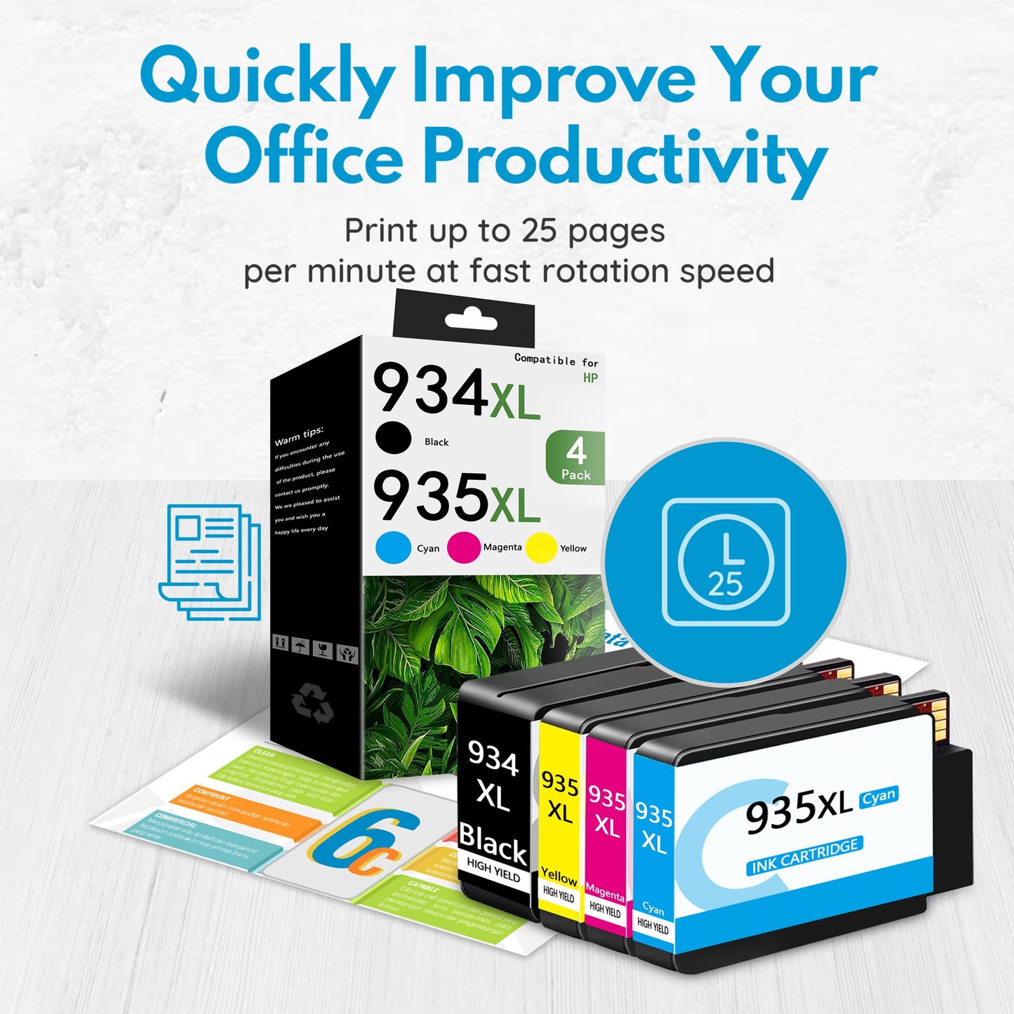 934xl 935xl Ink High Yield Compatible for hp 934 935 Ink cartridge Combo Pack for 6830 6230 Printers (4 Pack)