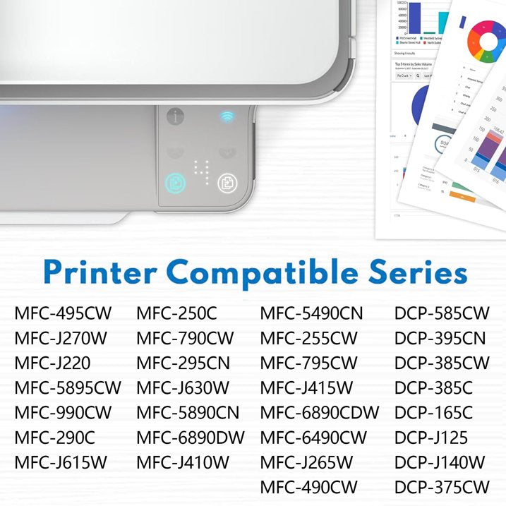LC61 Ink Cartridge (4Pack,1BK+1C+1M+1Y) Compatible with Brother LC61 For Brother MFC-5490CN Printer