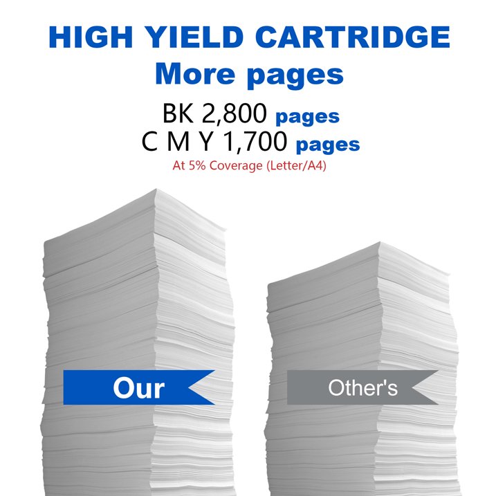 ALUMUINK 4-Pack TN221 High Yield Toner Cartridge Replacement for Brother, Black Cyan Magenta Yellow