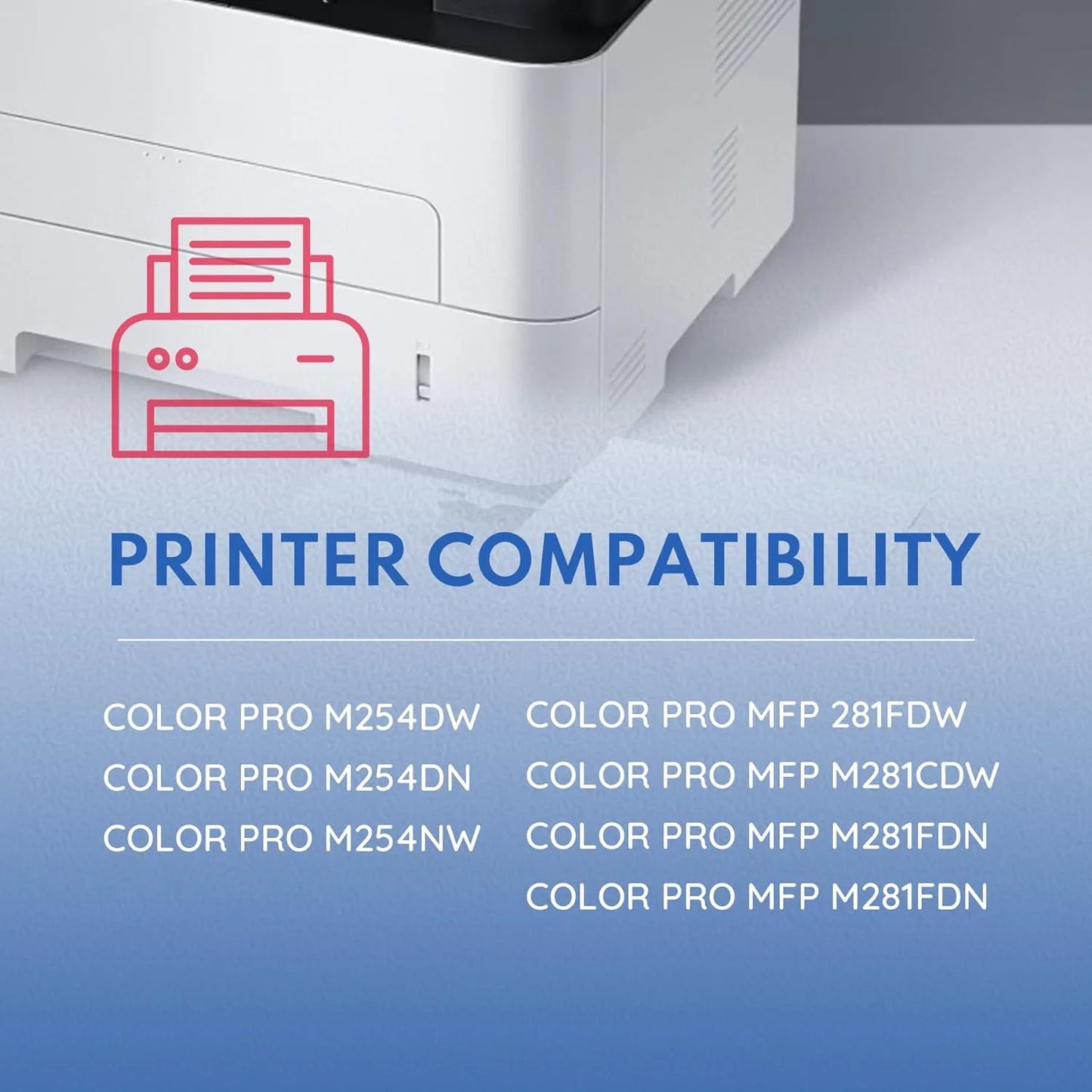 202A Toner Cartridges with Chip 4-Pack (CF500A, CF501A, CF502A, CF503A) Compatible for HP 202A HP202A for Color Pro M254dw Color Pro MFP M281cdw Printer