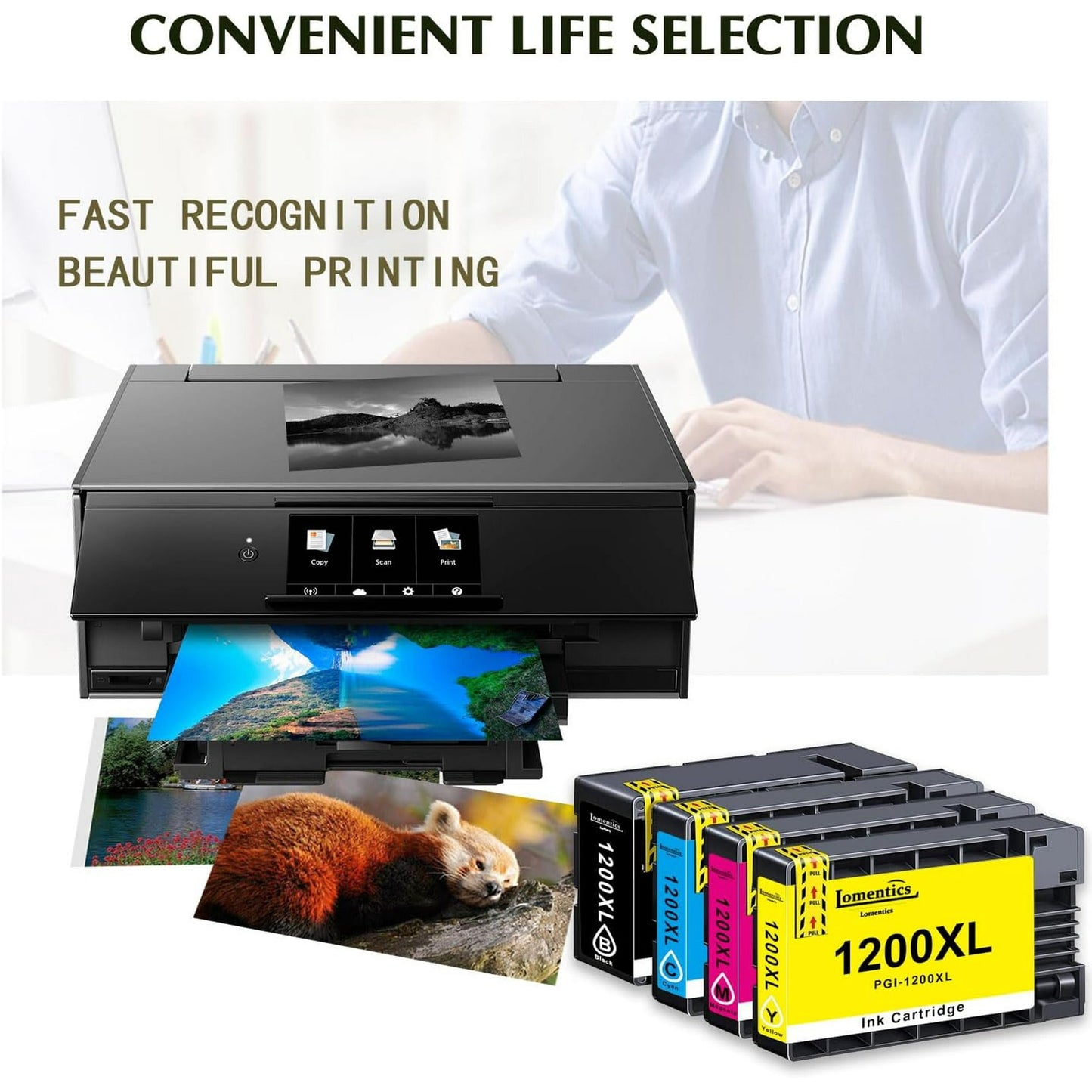 PGI-1200XL 1200 Ink Cartridges Value Pack Replacement for Canon PGI-1200XL 1200 Ink Cartridges for MAXIFY MB2720 MB2320 MB2020 MB2120 MB2350 Printer(4-PK, 1BK/1C/1M/1Y)