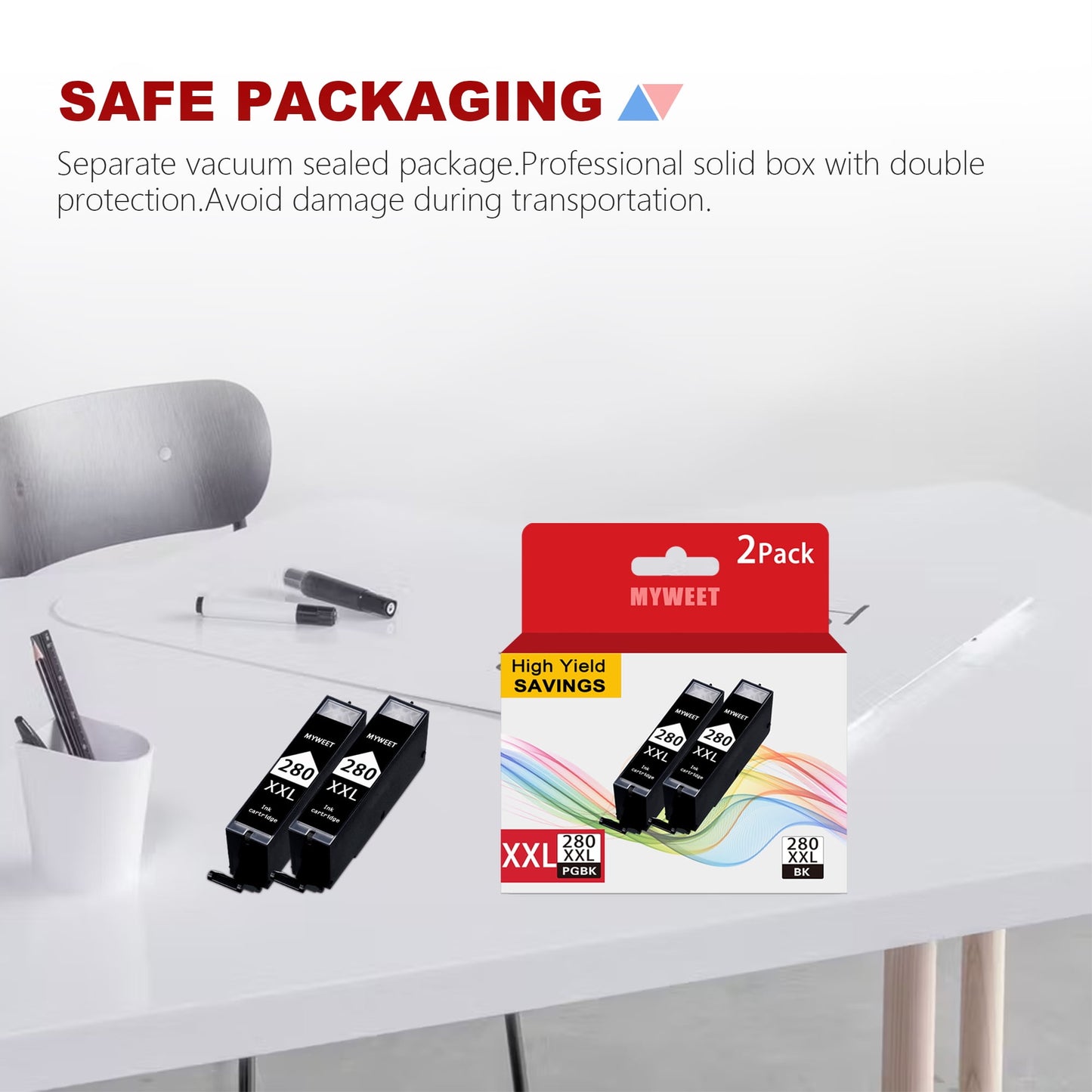 PGI-280XXL Ink Cartridge 2 PGBK Value Pack Compatible with Canon 280 280xxl Ink Cartridge work for Canon TR8620a TR8620 TS9520 TS9521C TR8520 TS8220 Printers