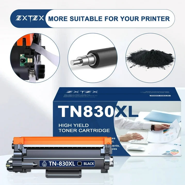 TN830 Toner Cartridges Compatible for Brother TN830 Toner cartridge For HL-L2480DW MFC-L2807DW MFC-L900DW MFC-L2820DWXL DCP-L2640DW Printer (2 Pack)