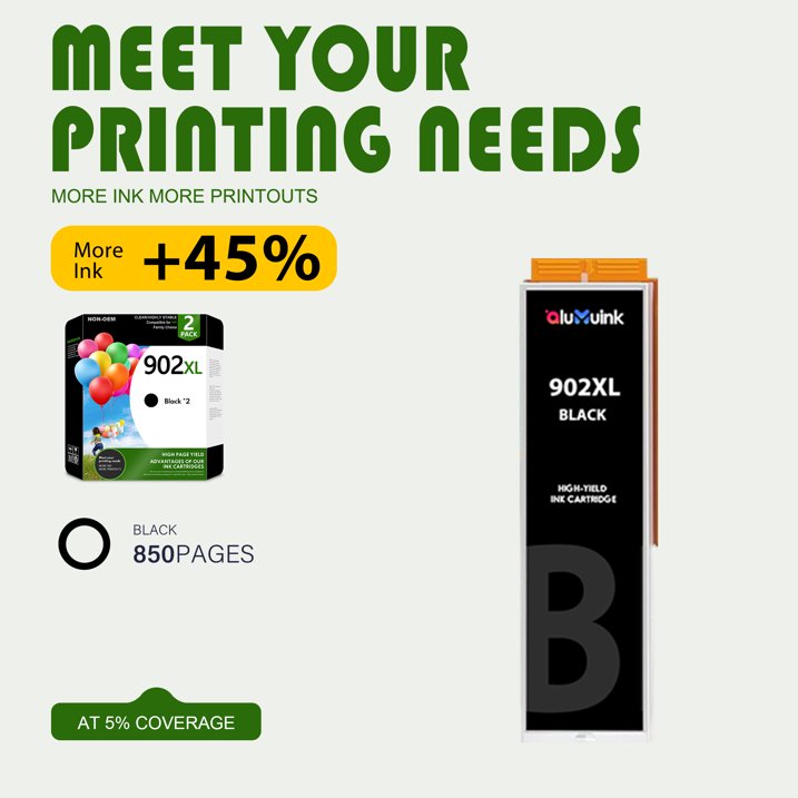 2 Black 902XL 902 Ink Compatible 902XL Ink Cartridge for OfficeJet Pro 6960 6968 6970 6976 6971 6950 6951 Printers
