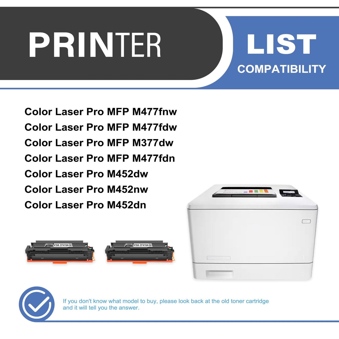 410A CF410A Toner Cartridge 2-Pack Compatible for HP 410A CF410A Black Toner Cartridges for Color Laser Pro M452 Series, Color Laser Pro MFP M377, M477 Series Printer