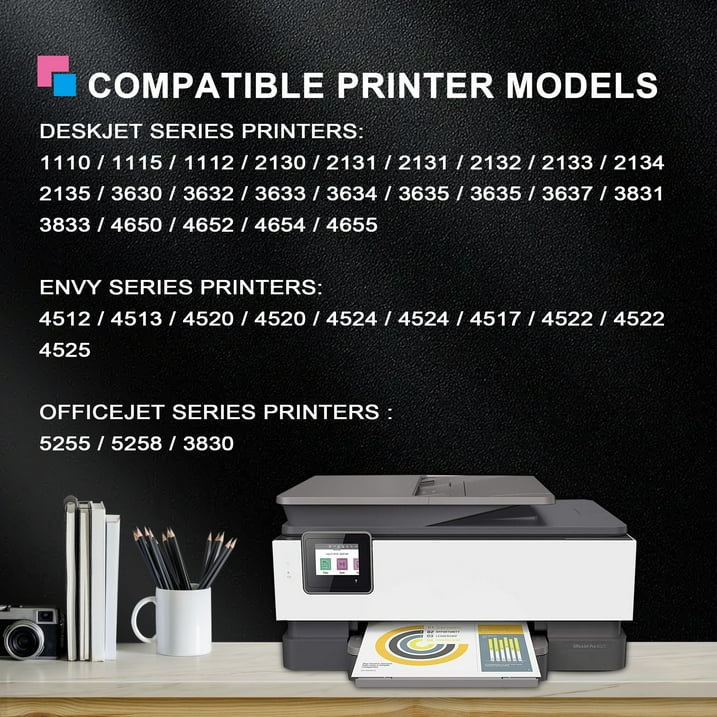 63 Ink 63XL Black Ink Cartridge Compatible for HP 63 XL Ink Cartridges for OfficeJet 4650 4652 Envy 5255 Printer（2 Pack）