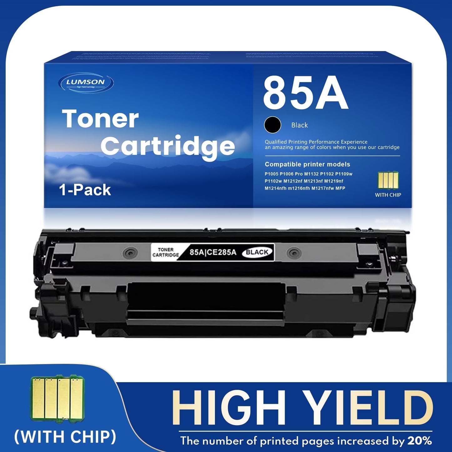 85A Toner P1102W Toner Cartridge: Compatible for HP 85A Toner for Pro P1102w MFP M1217nfw M1212nf P1102 Ink Printer, CE285A 1 Black