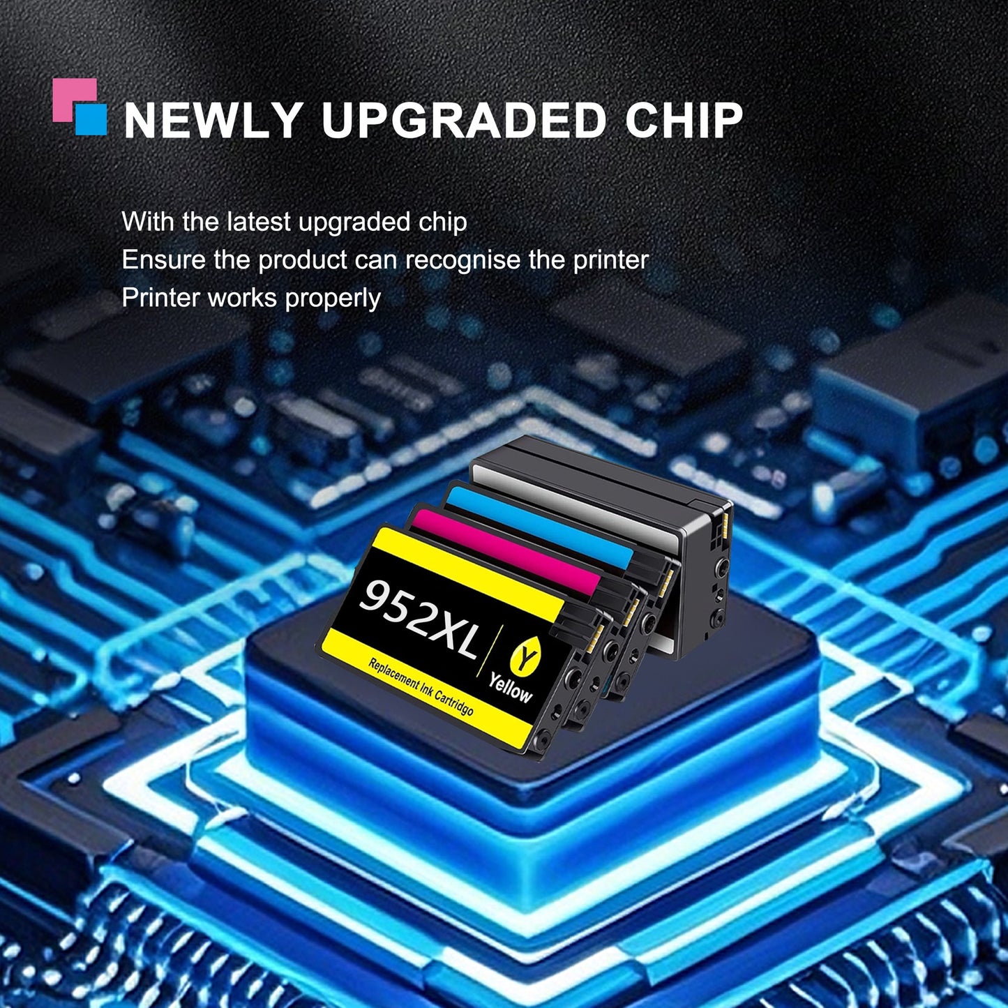 952 XL ink Cartridges Compatible for HP 952 Ink Cartridges for OfficeJet Pro 8710 8210 7740 Printers(1*Black, 1*Cyan, 1*Magenta, 1*Yellow)