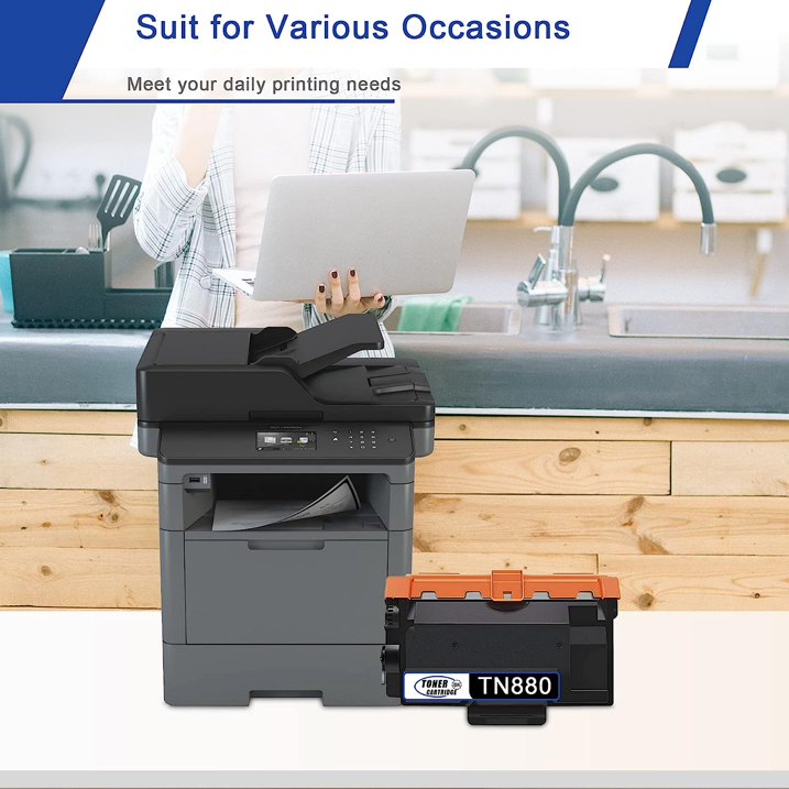 TN880 Black Toner Cartridge Replacement for Brother TN880 Toner Compatible for DCP-L5500DN Printer.