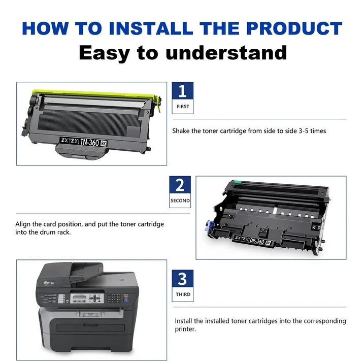 TN360 Toner for Brother TN360 TN330 Toner Cartridge Printer DCP-70302 HL-2140 MFC-7345N 2 Pack