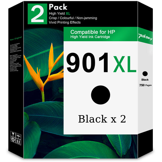 901XL Ink Cartridges 2 Black Compatible for HP 901 Ink Cartridge for Officejet 4500 J4524 J4540 J4550 J4580 J4624 J4680 Printers