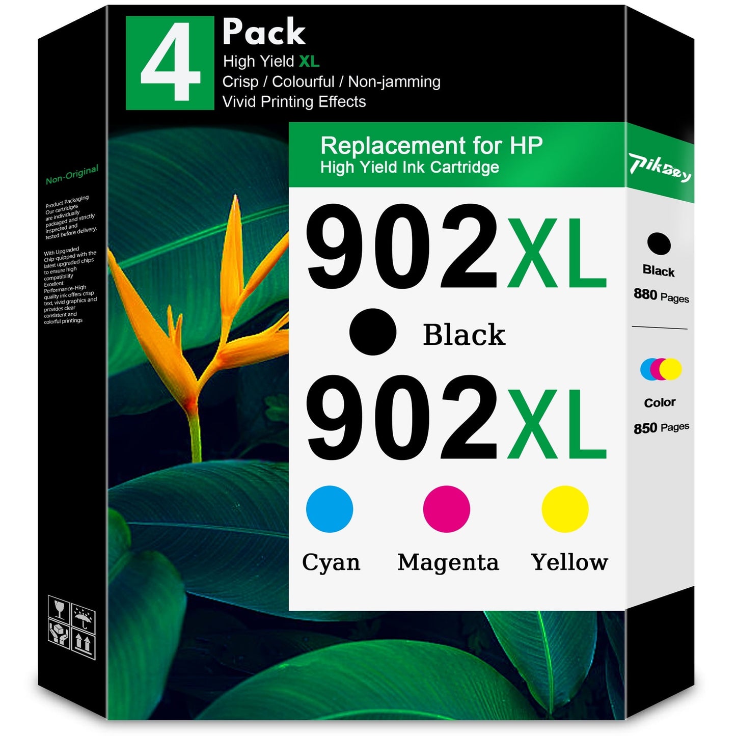 902XL Ink Cartridges Compatible for HP 902 Ink for Officejet Pro 6978 6968 Officejet 6962 Printers (4-Pack, 1 Black+1 Cyan+1 Magenta+1 Yellow)