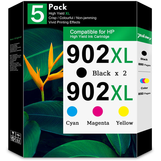 902XL Ink Cartridges Combo Pack (5 Pack) - Compatible for HP 902 902 XL Ink Cartridges Works with OfficeJet Pro 6968 6978 OfficeJet 6962 Printers