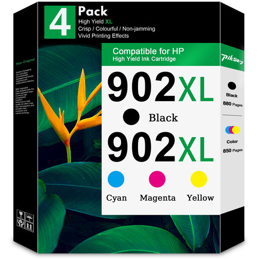 902XL Ink Cartridges Compatible for HP 902 Ink Cartridge for HP OfficeJet 6950 6960 OfficeJet Pro 6960 6970 Printers (1BK/1C/1M/1Y) 4-Pack