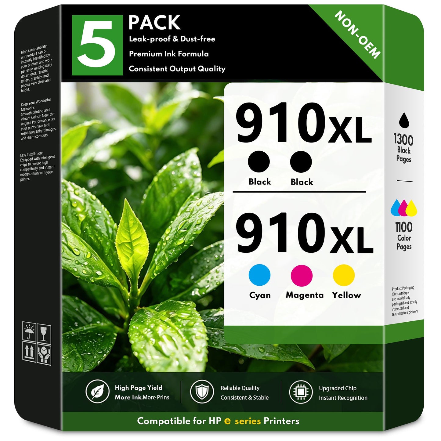 910 XL 910XL Ink Cartridges Compatible for HP910XL 910 Ink Cartridges Combo Pack for OfficeJet 8020 8010 Pro 8020e 8025e 8035e Printers(5 Pack)