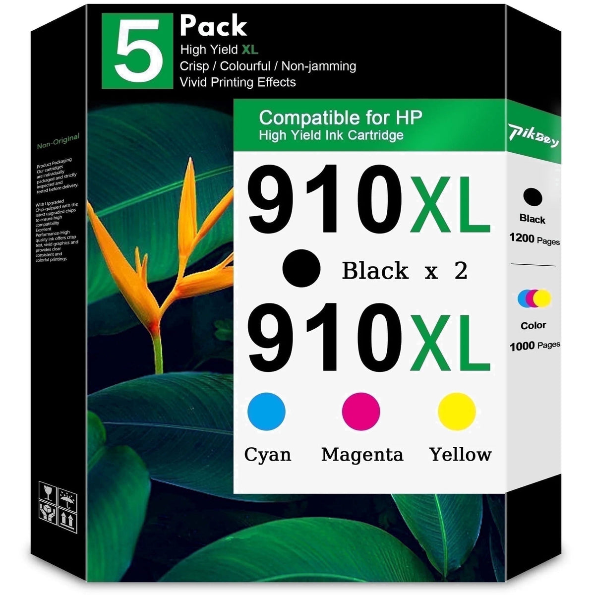 910 XL Ink Cartridges Combo Pack (5 Pack) - Compatible for HP 910XL Ink Cartridges for Officejet 8022e 8015e Pro 8020 8020e 8025e Printers