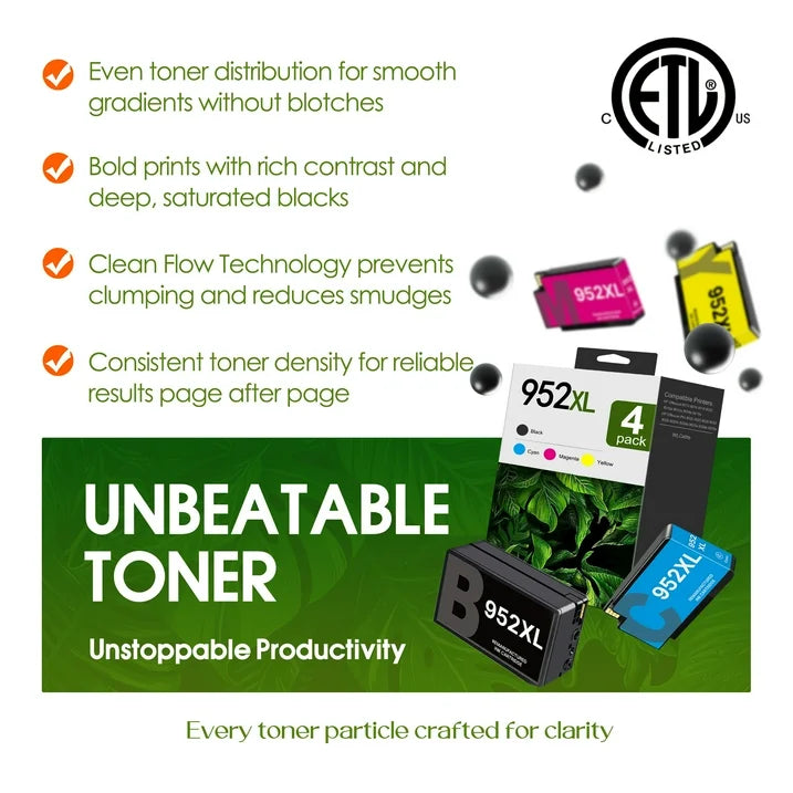 952 XL Ink Cartridges Compatible for HP 952 XL Ink Cartridges Combo Pack for OfficeJet Pro 8710 8715 Printers (4 Pack)