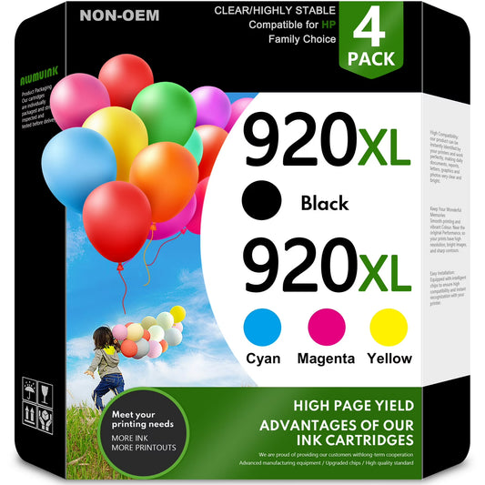 920XL Ink Compatible for HP 920 Ink Cartridges Combo Pack OfficeJet 6500A 7500A Printers
