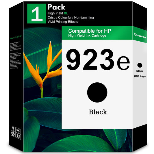 923 Ink Cartridge (1-Pack, Black) - Compatible 923 923e Ink Compatible for HP 923 Ink use with OfficeJet 8122e OfficeJet Pro 8135e 8138e 8139e Printer