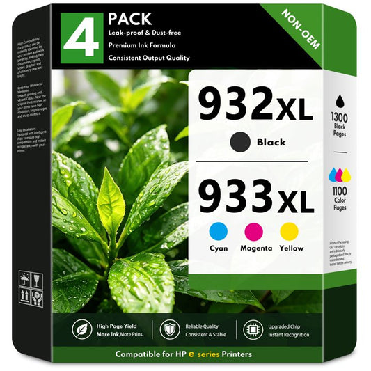 932XL 933XL Ink Cartridges Compatible for HP932XL HP933XL Ink Cartridge Combo Pack for Officejet 7110 7510 6700 6100 6600 Printers (4 Pack)
