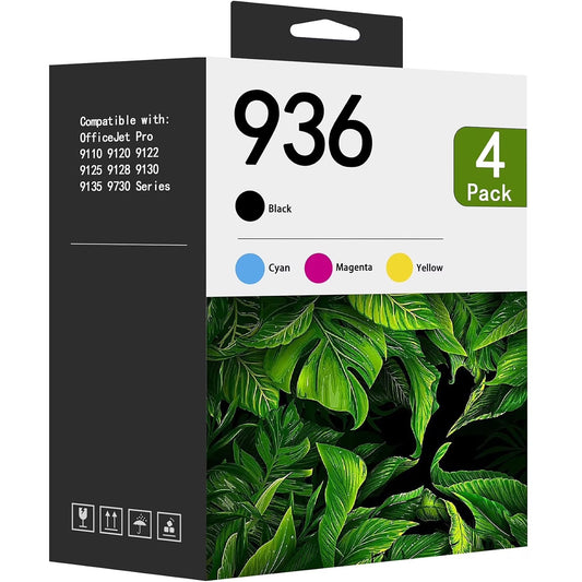 936 Ink 4 Pack Compatible for HP 936 Ink Cartridge for 9110 9120 9122 (Black Cyan Magenta Yellow）