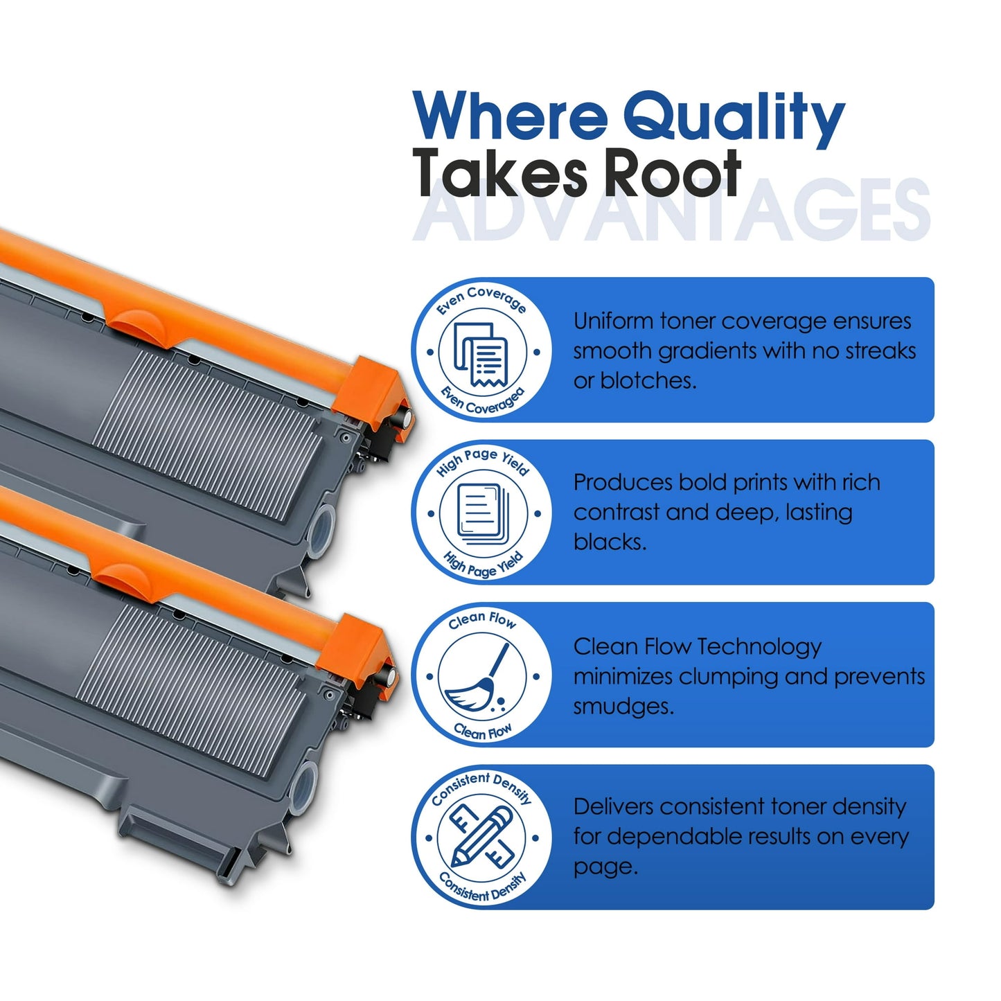 TN450 Toner Cartridge Compatible for Brother TN450 TN-450 TN420 TN-420 High Yield for HL-2270DW HL-2280DW MFC-7240 MFC-7360N DCP-7060D Printer (Black, 2 Pack)