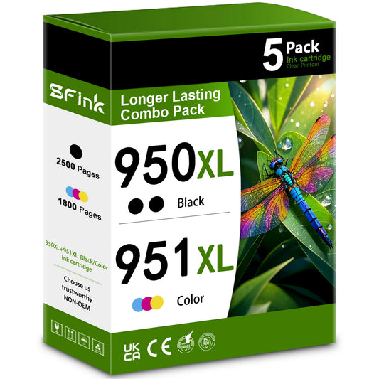 950XL 951XL Ink Cartridge 4-Pack Compatible for HP 950XL 951XL Ink Cartridges for OfficeJet Pro 8100 8600 8610 8620 8630 8640 8615 8625 8660 251dw 271dw 276dw Printers( Black Cyan Magenta Yellow)