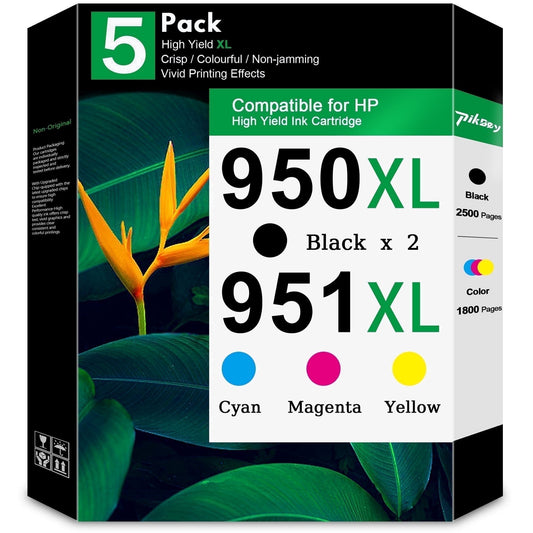 950XL 951XL Ink Cartridges Combo (5 Packs) - Compatible for HP950 951 XL Ink Cartridge for OfficeJet Pro 8600 8610 8630 8660 76DW 251DW Printers