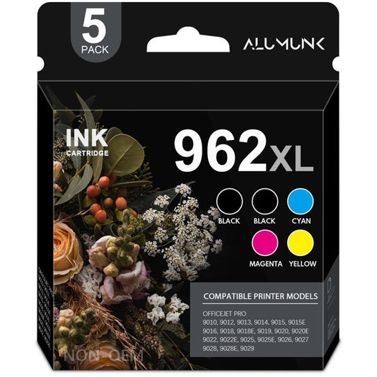 962XL 962 XL Ink Cartridges Compatible for HP 962 Ink Cartridges for HP 9014 9027 9018e 9015e 9010 Series Printer (5 Pack)
