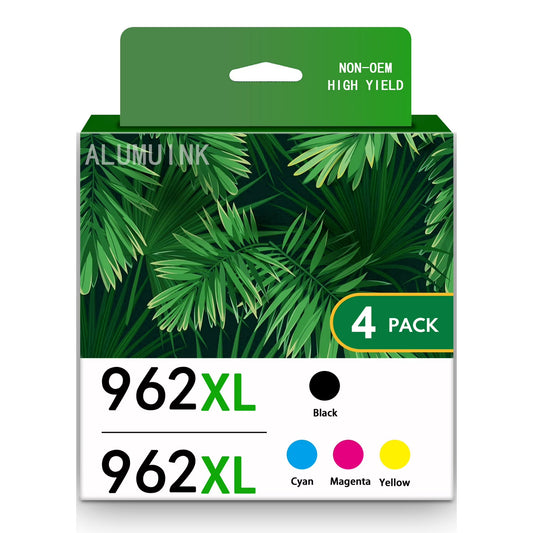 962XL High Yield 4 Pack Ink Cartridge Compatible for HP OfficeJet 9019e 9020e 9022e 9025e 9028e Printer (1Black + 1Cyan + 1Magenta + 1Yellow)