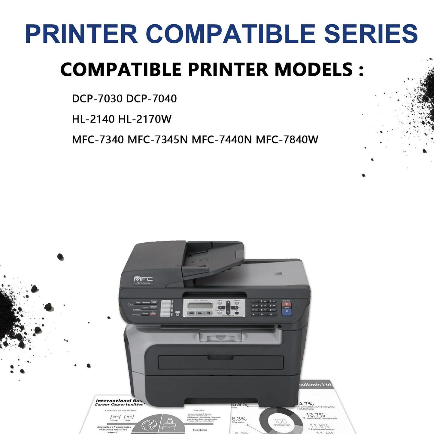 TN360 Toner for Brother TN360 TN330 Toner Cartridge Printer DCP-70302 HL-2140 MFC-7345N 2 Pack