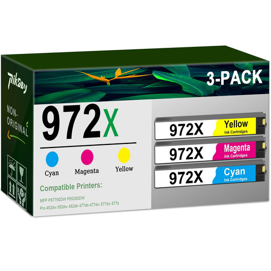 972X Ink Cartridges (3-Pack Cyan Magenta Yellow) - Compatible for HP 972 Ink Cartridge for Pagewide Pro 477dw 577dw 477dn 452dn 552dn 552dw P55250dw Printers