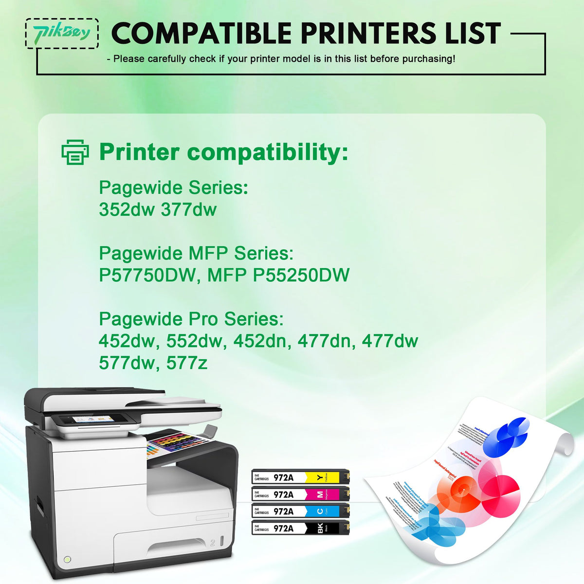 972A Ink Cartridges Combo Pack (4 Pack) - Compatible for HP972A 972 Ink Cartridges for Pagewide Pro 477dw 577dw 452dw 477dn 452dn 577z 552dw 377dw P55250dw Printers
