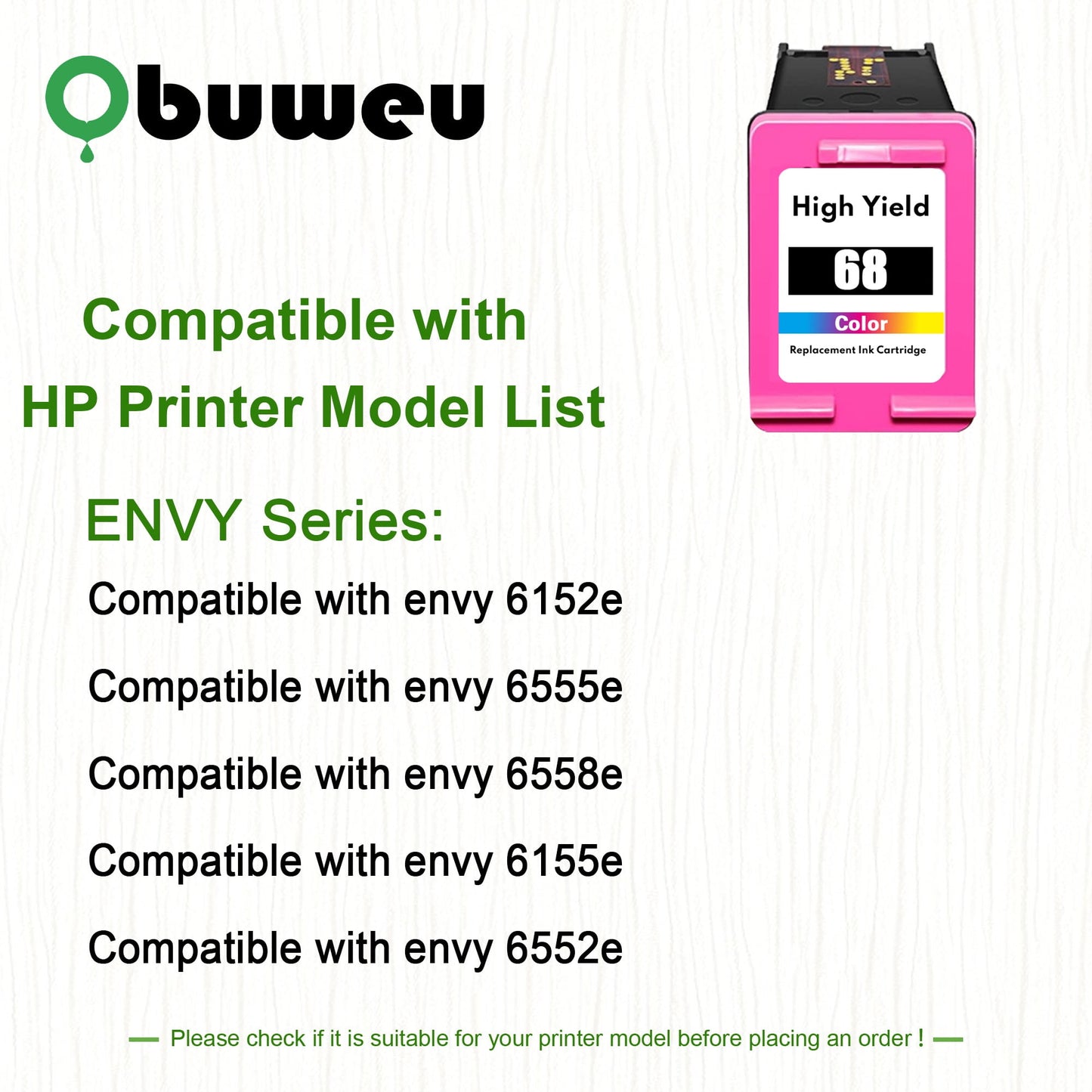 68 Ink Cartridge 1-Pack Tri-Color Compatible for HP 68 Ink Cartridges for Envy 6552e 6555e 6155e 6152e 6558e 6552e 6555e Printers