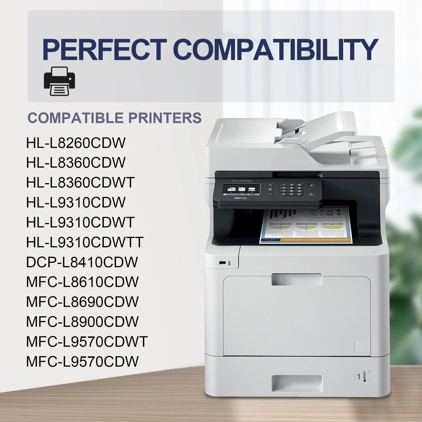 TN-431 Toner Cartridge, 4 Pack Black Cyan Yellow Magenta Compatible for Brother TN431 Toner Cartridges TN431 MFC-L8900CDW Printer