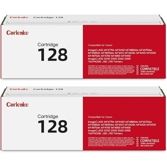 CRG-128 128 High Yield Toner Cartridge 2-Pack Replacement for Canon 128 3500B001 ImageCLASS MF4770n MF4450 MF4880dw MF4570dw MF4700 MF4800 D530 D550 FAXPHONE L100 Printer