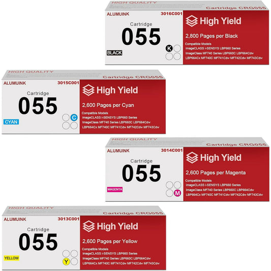 Cartridge 055 Toner Cartridge Set CRG055 055H Replacement for Canon 055 High Yield i-SENSYS LBP660 Series MF740 Series ImageClass LBP664Cdw LBP664Cx Printer, 4-Color